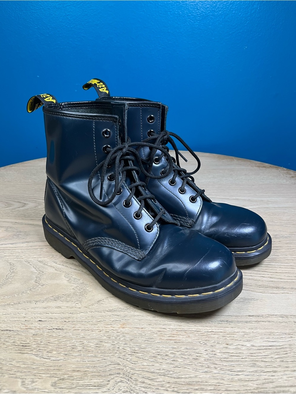 Dr. Martens 1460 Lace Up Leather Combat Boot Navy Blue Men’s 9 Women’s 10
